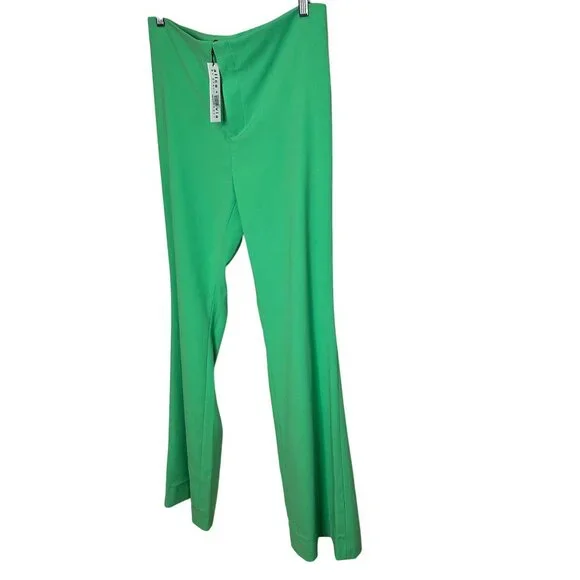 ALICE + OLIVIA Garden Green Flare Pants 10 High Waist Statement Designer Luxe - Picture 5 of 9